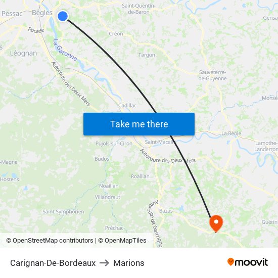 Carignan-De-Bordeaux to Marions map