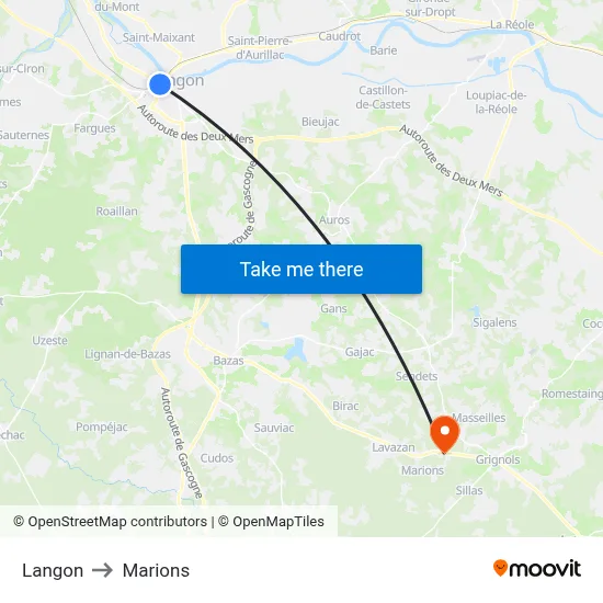 Langon to Marions map