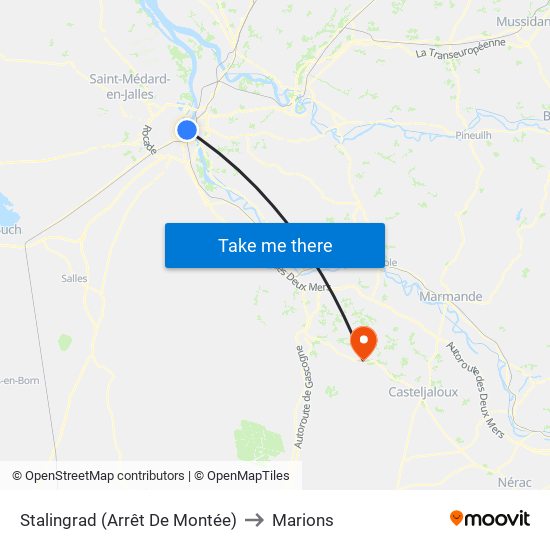 Stalingrad (Arrêt De Montée) to Marions map