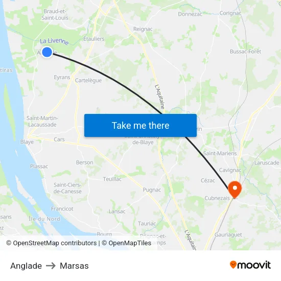 Anglade to Marsas map