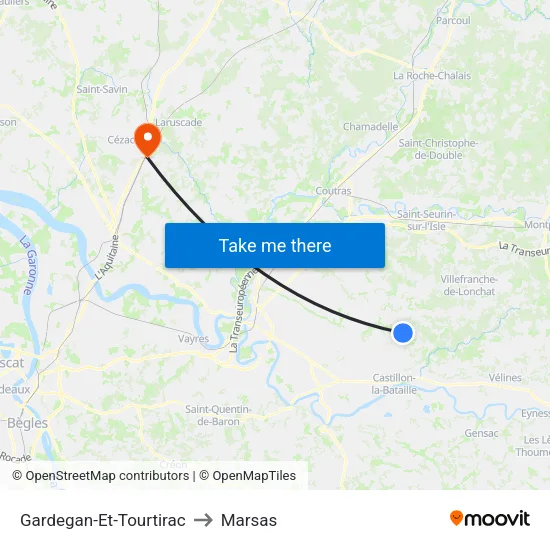 Gardegan-Et-Tourtirac to Marsas map