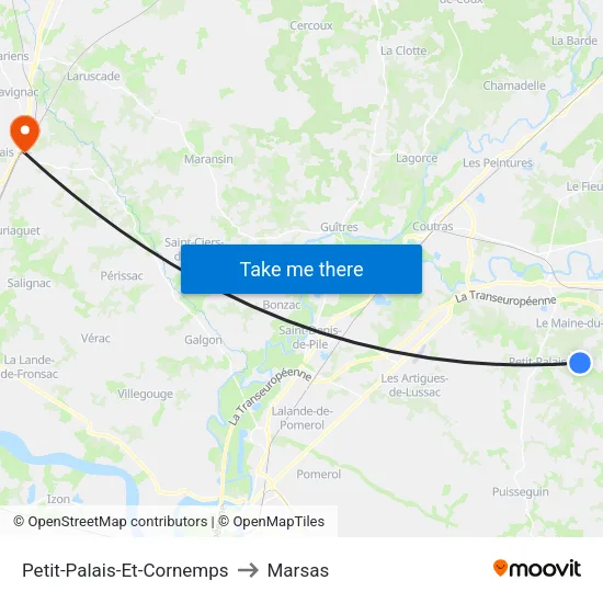Petit-Palais-Et-Cornemps to Marsas map