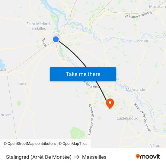 Stalingrad (Arrêt De Montée) to Masseilles map