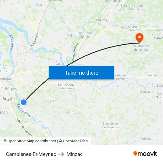 Camblanes-Et-Meynac to Minzac map