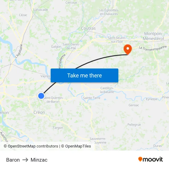 Baron to Minzac map