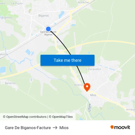 Gare De Biganos-Facture to Mios map