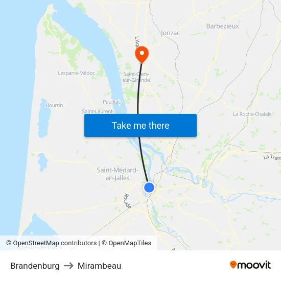 Brandenburg to Mirambeau map