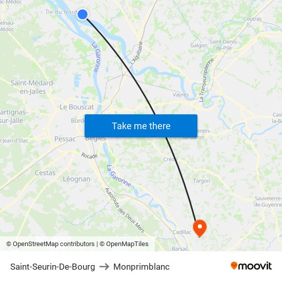 Saint-Seurin-De-Bourg to Monprimblanc map