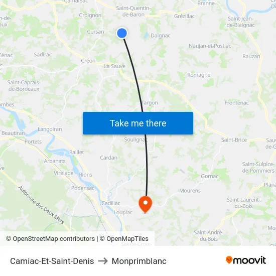 Camiac-Et-Saint-Denis to Monprimblanc map