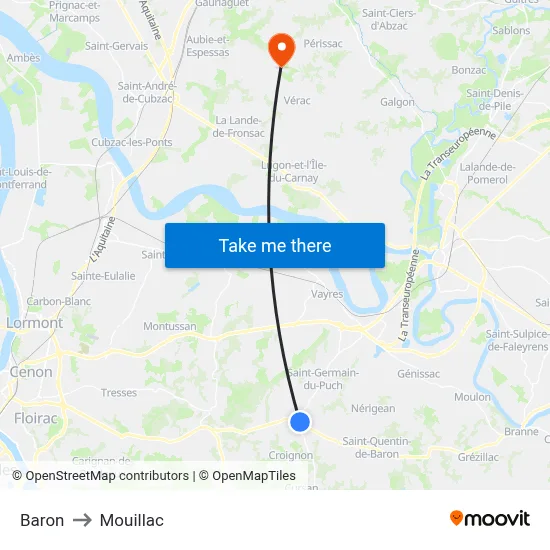 Baron to Mouillac map