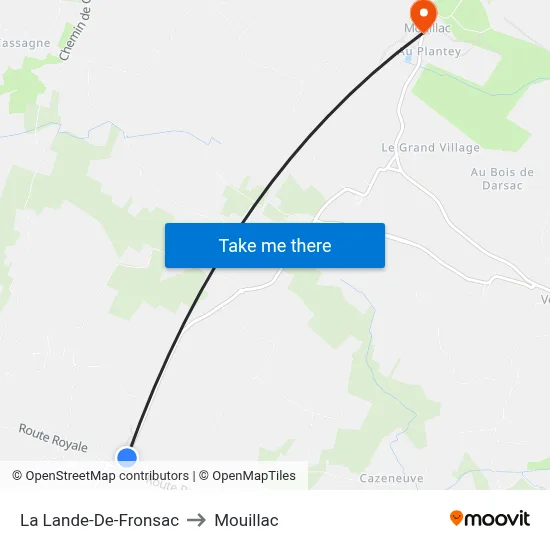La Lande-De-Fronsac to Mouillac map