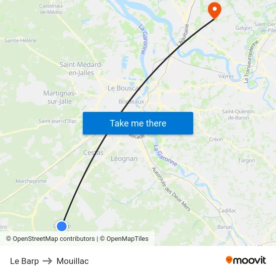 Le Barp to Mouillac map