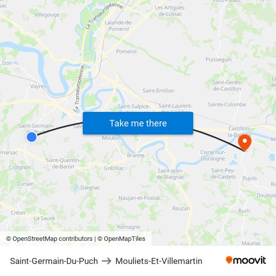 Saint-Germain-Du-Puch to Mouliets-Et-Villemartin map