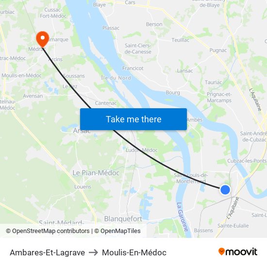 Ambares-Et-Lagrave to Moulis-En-Médoc map