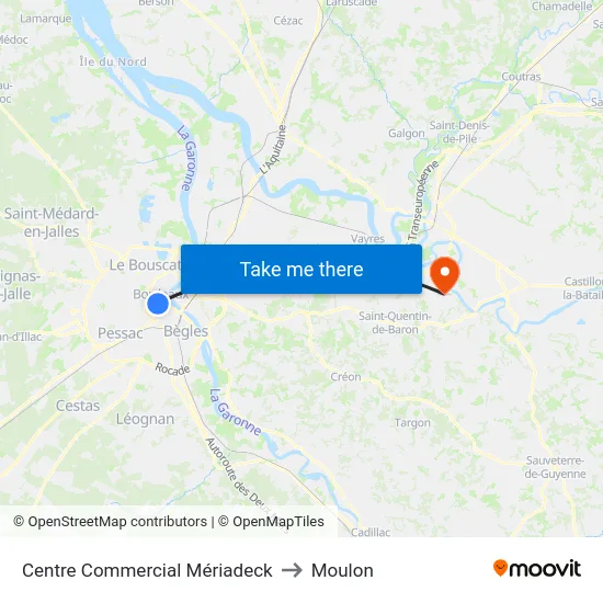 Centre Commercial Mériadeck to Moulon map