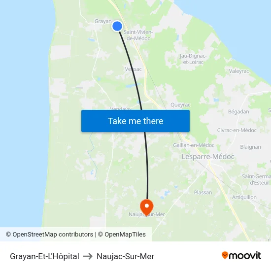 Grayan-Et-L'Hôpital to Naujac-Sur-Mer map
