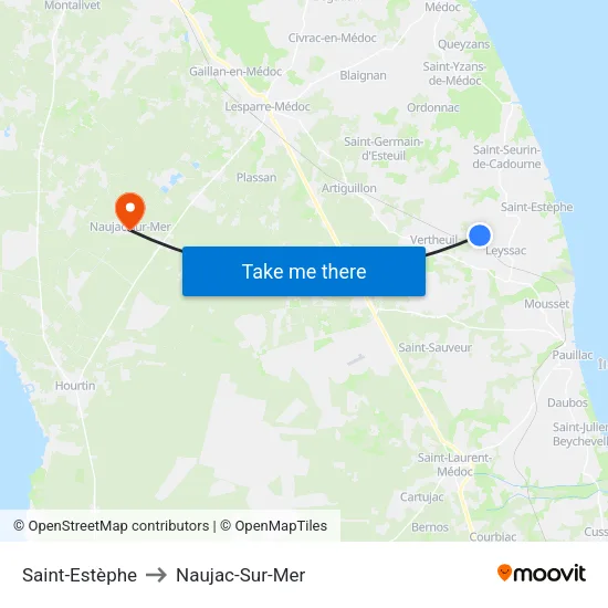 Saint-Estèphe to Naujac-Sur-Mer map