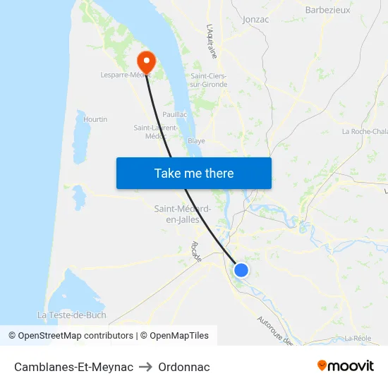 Camblanes-Et-Meynac to Ordonnac map