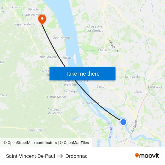 Saint-Vincent-De-Paul to Ordonnac map