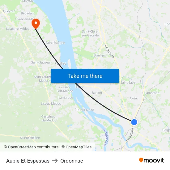 Aubie-Et-Espessas to Ordonnac map