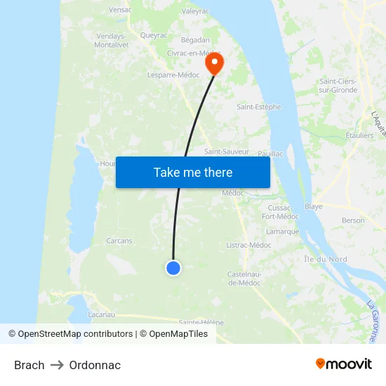 Brach to Ordonnac map