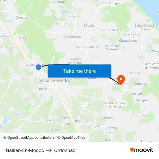 Gaillan-En-Médoc to Ordonnac map