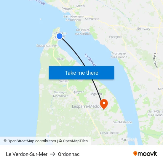 Le Verdon-Sur-Mer to Ordonnac map