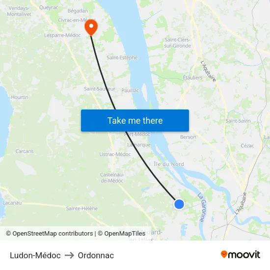 Ludon-Médoc to Ordonnac map