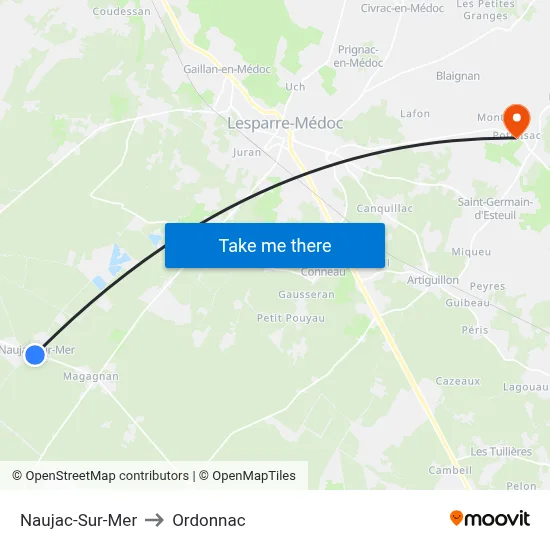 Naujac-Sur-Mer to Ordonnac map