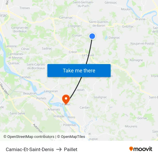 Camiac-Et-Saint-Denis to Paillet map