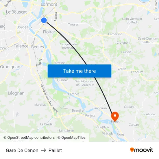 Gare De Cenon to Paillet map