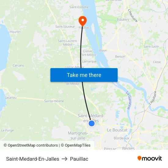 Saint-Medard-En-Jalles to Pauillac map
