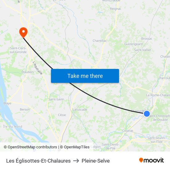 Les Églisottes-Et-Chalaures to Pleine-Selve map