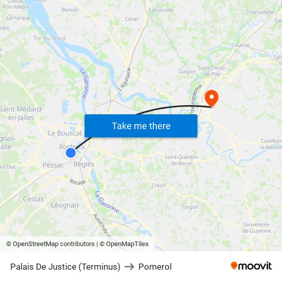 Palais De Justice (Terminus) to Pomerol map