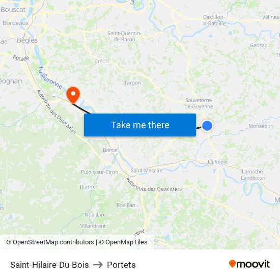 Saint-Hilaire-Du-Bois to Portets map