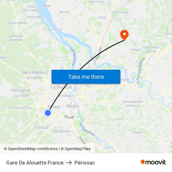 Gare De Alouette France to Périssac map