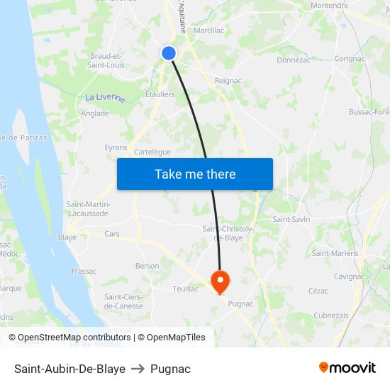 Saint-Aubin-De-Blaye to Pugnac map