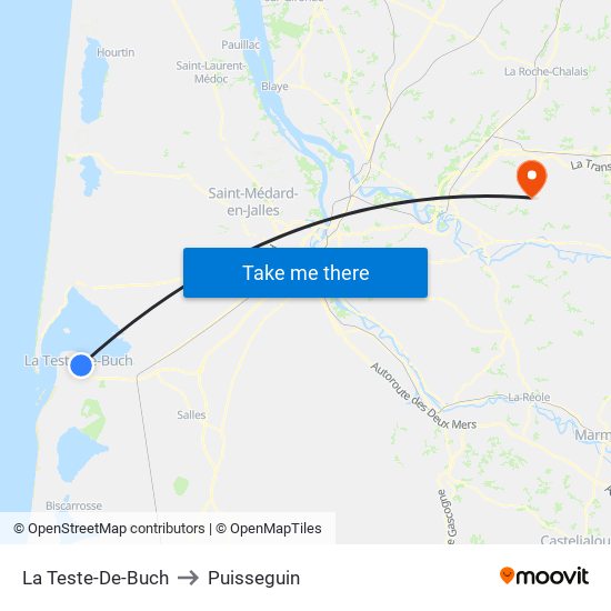 La Teste-De-Buch to Puisseguin map