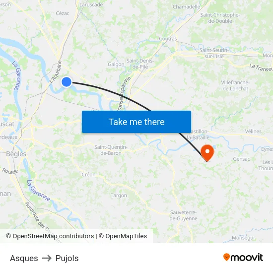 Asques to Pujols map