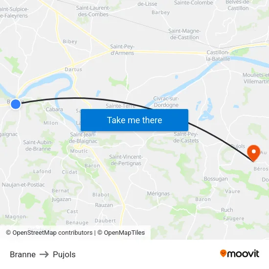 Branne to Pujols map