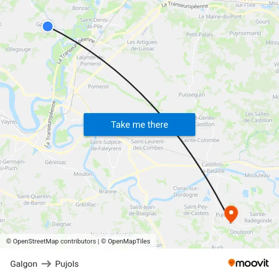 Galgon to Pujols map
