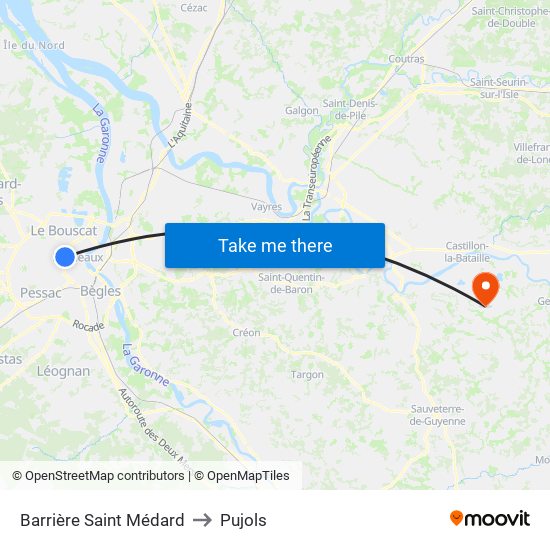 Barrière Saint Médard to Pujols map