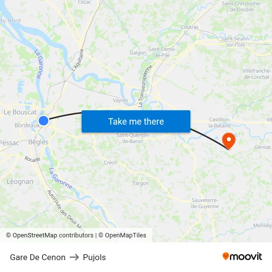 Gare De Cenon to Pujols map