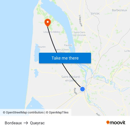 Bordeaux to Queyrac map