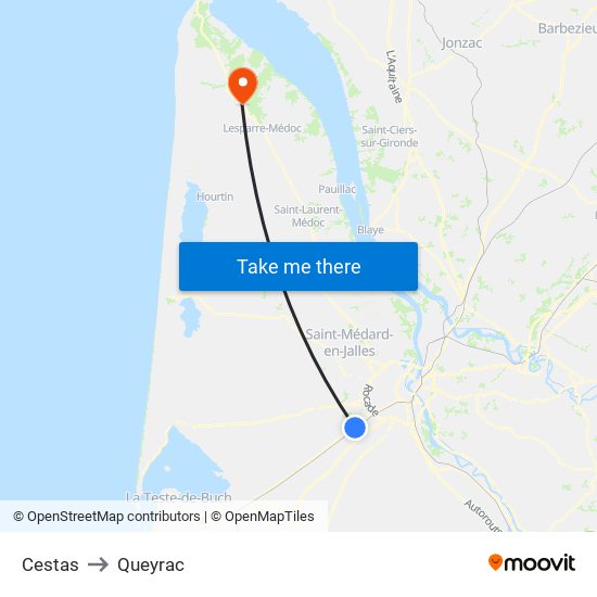 Cestas to Queyrac map