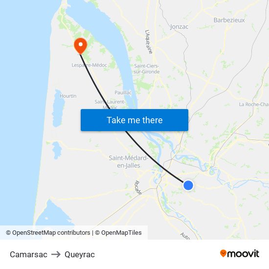 Camarsac to Queyrac map