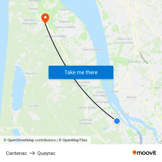 Cantenac to Queyrac map