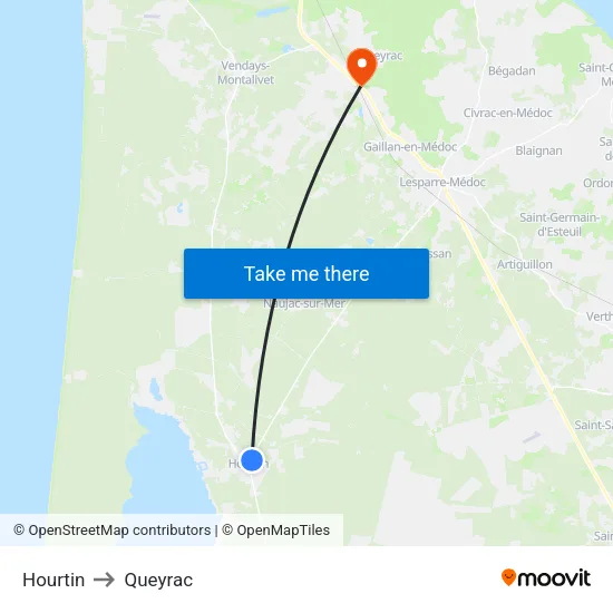 Hourtin to Queyrac map