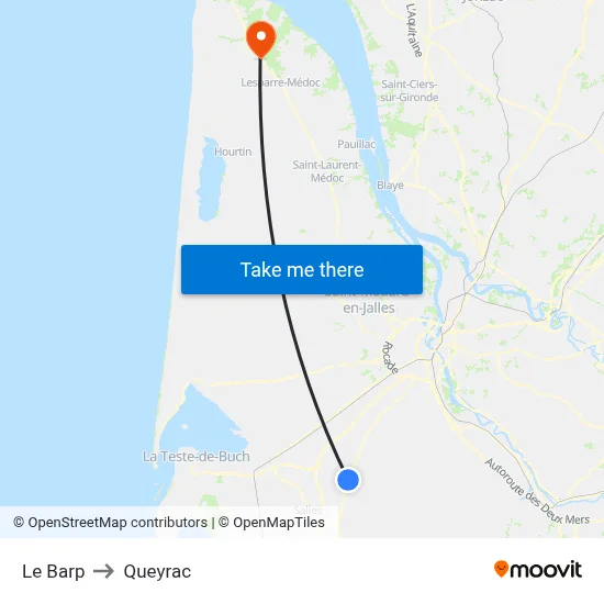 Le Barp to Queyrac map