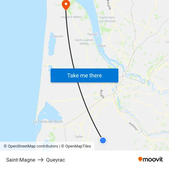 Saint-Magne to Queyrac map